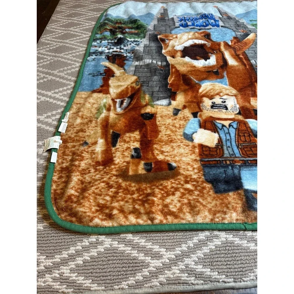 LEGO Jurassic World Plush Throw Blanket Kids Fleece Owen Grady Dinosaur T-Rex